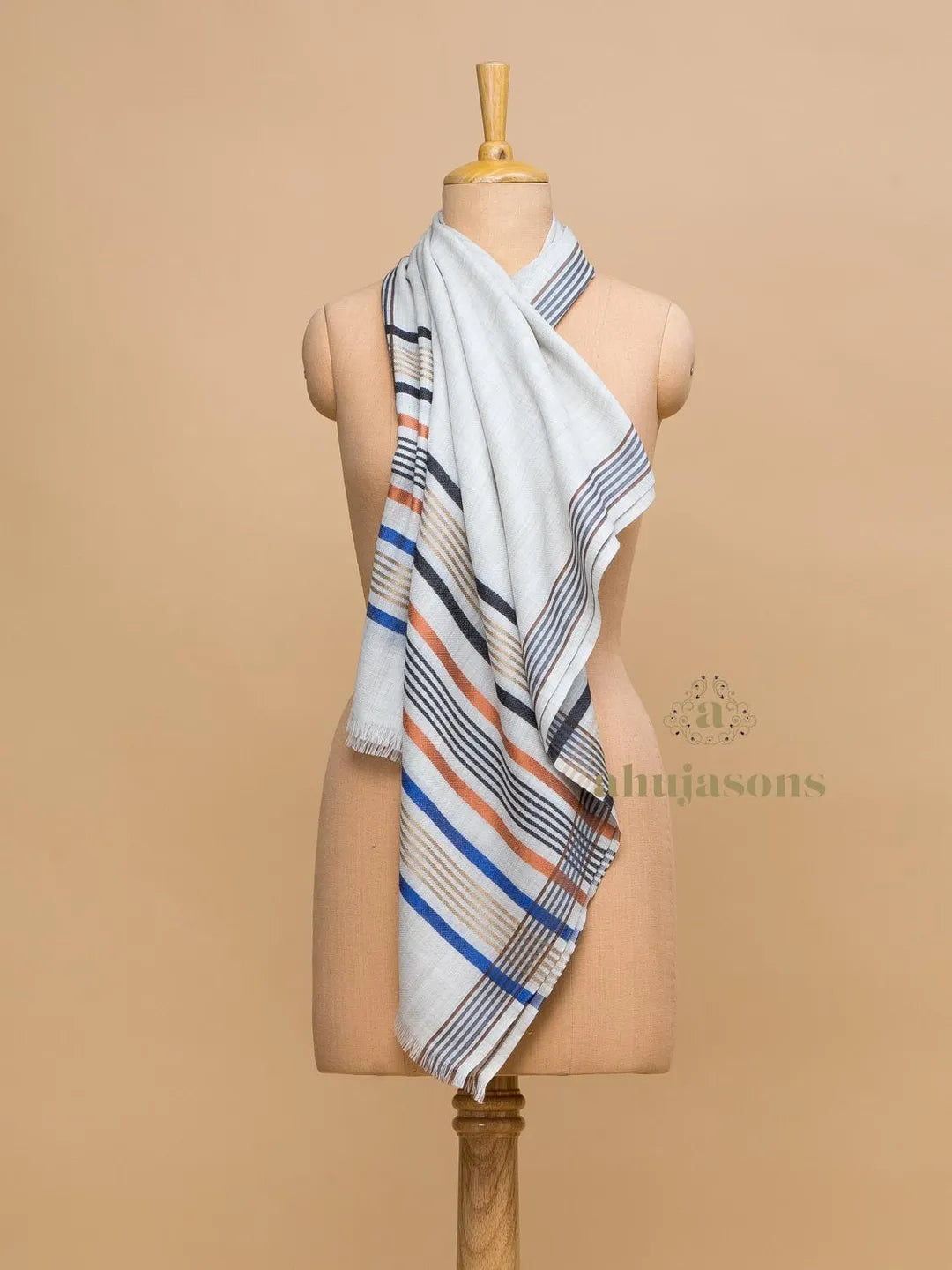 Elegant Stole with Dobby Pattern in White