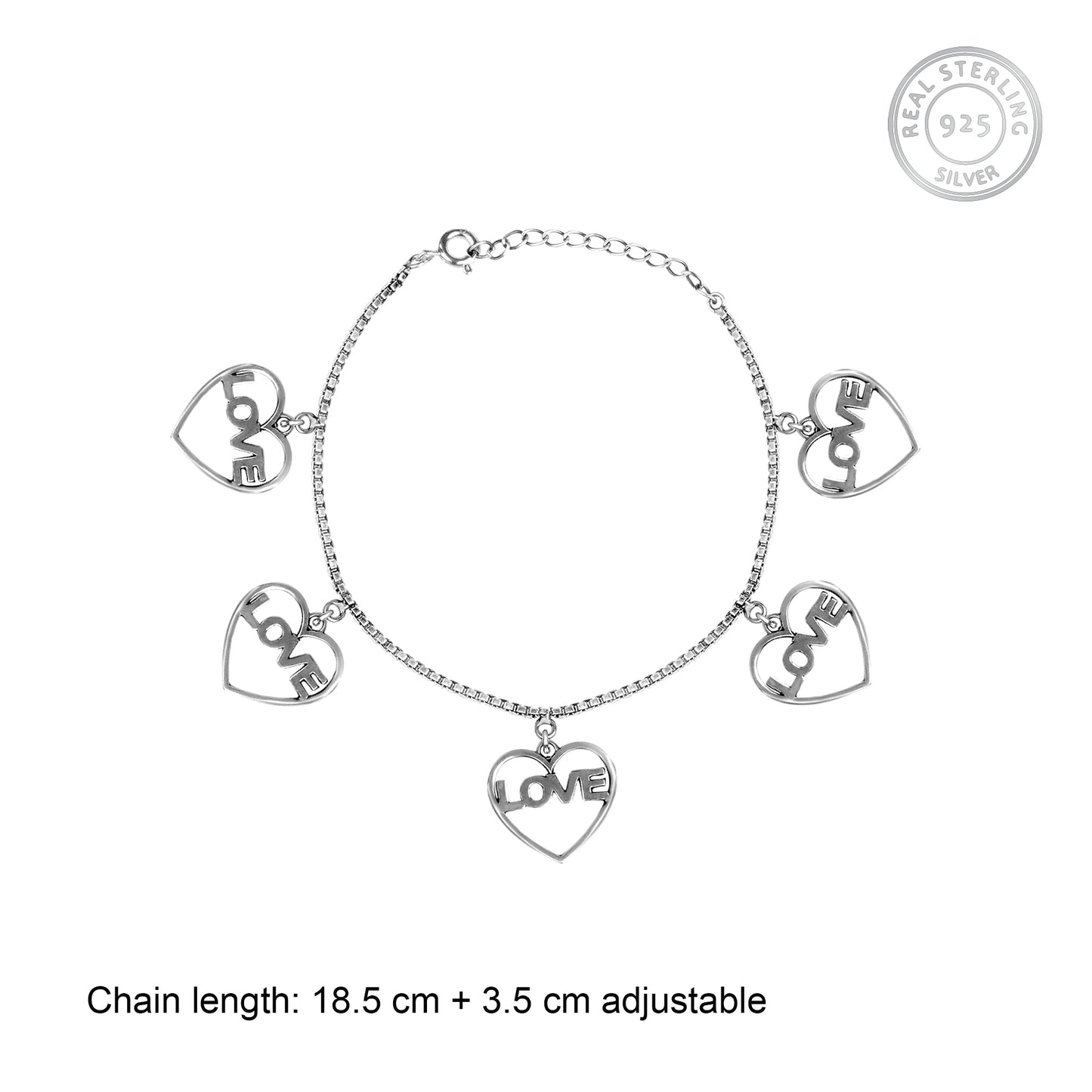 Oxidised Silver Love Bracelet