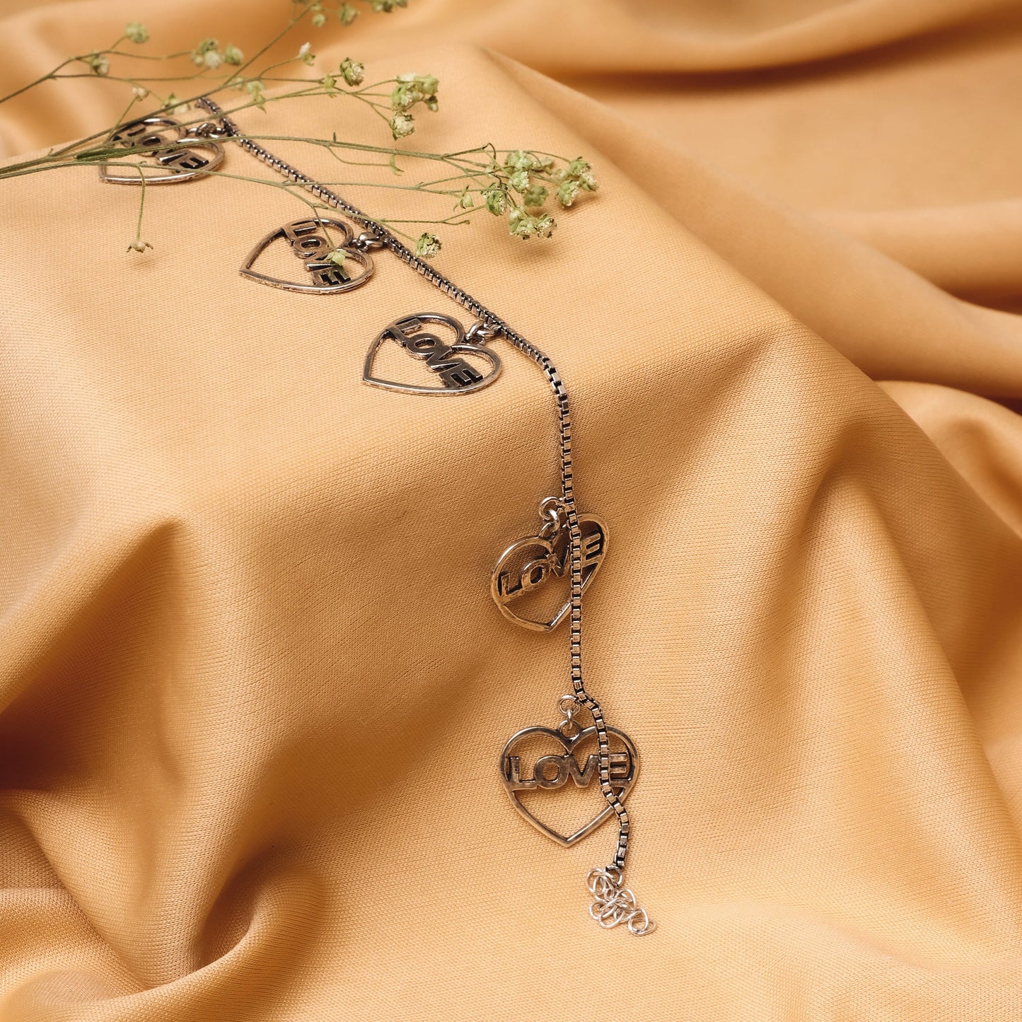 Oxidised Silver Love Bracelet