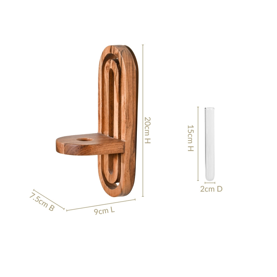 Acacia Wall Hanging Test Tube Planter Duo