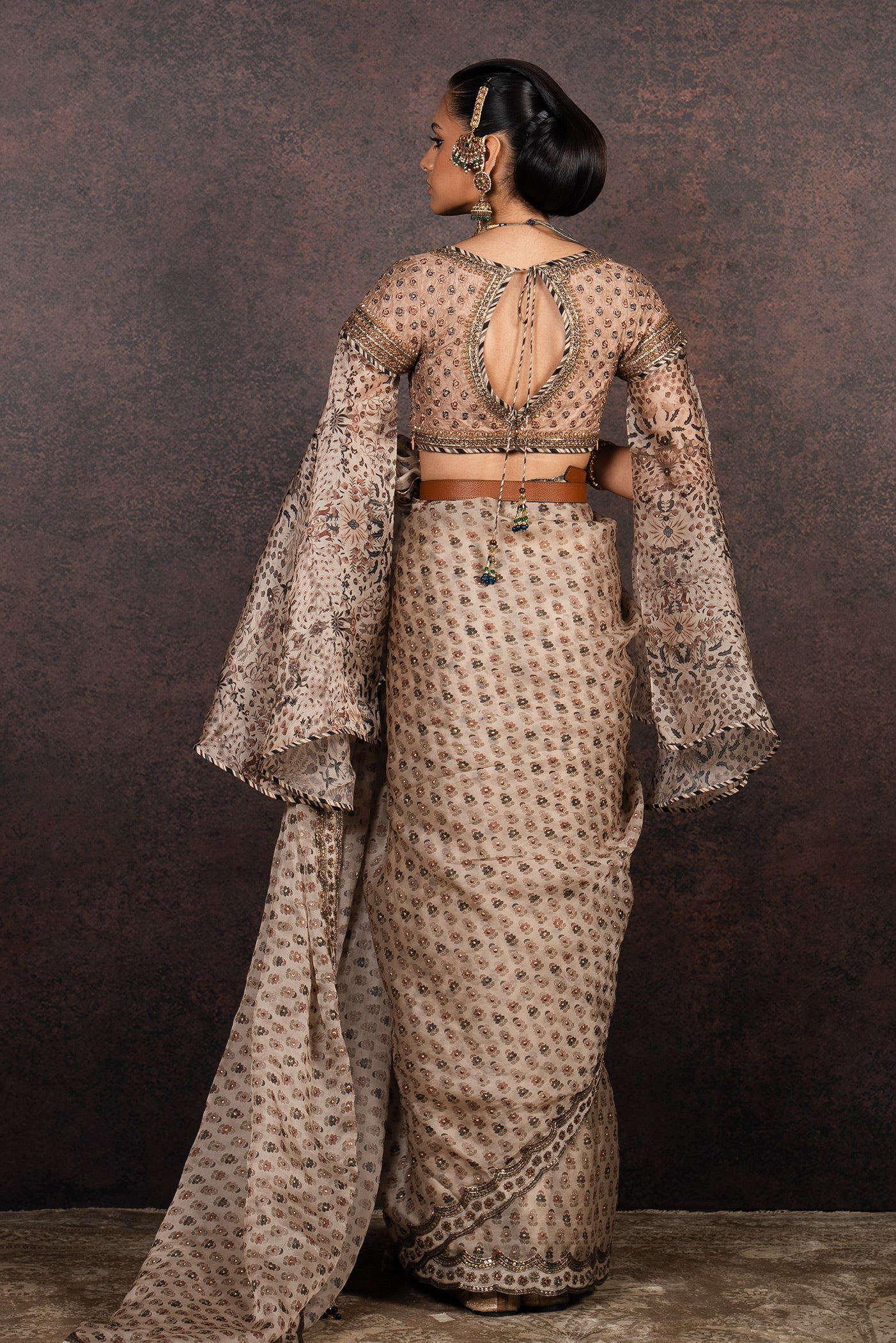 Almond Peach Saree Set | MURAQQA