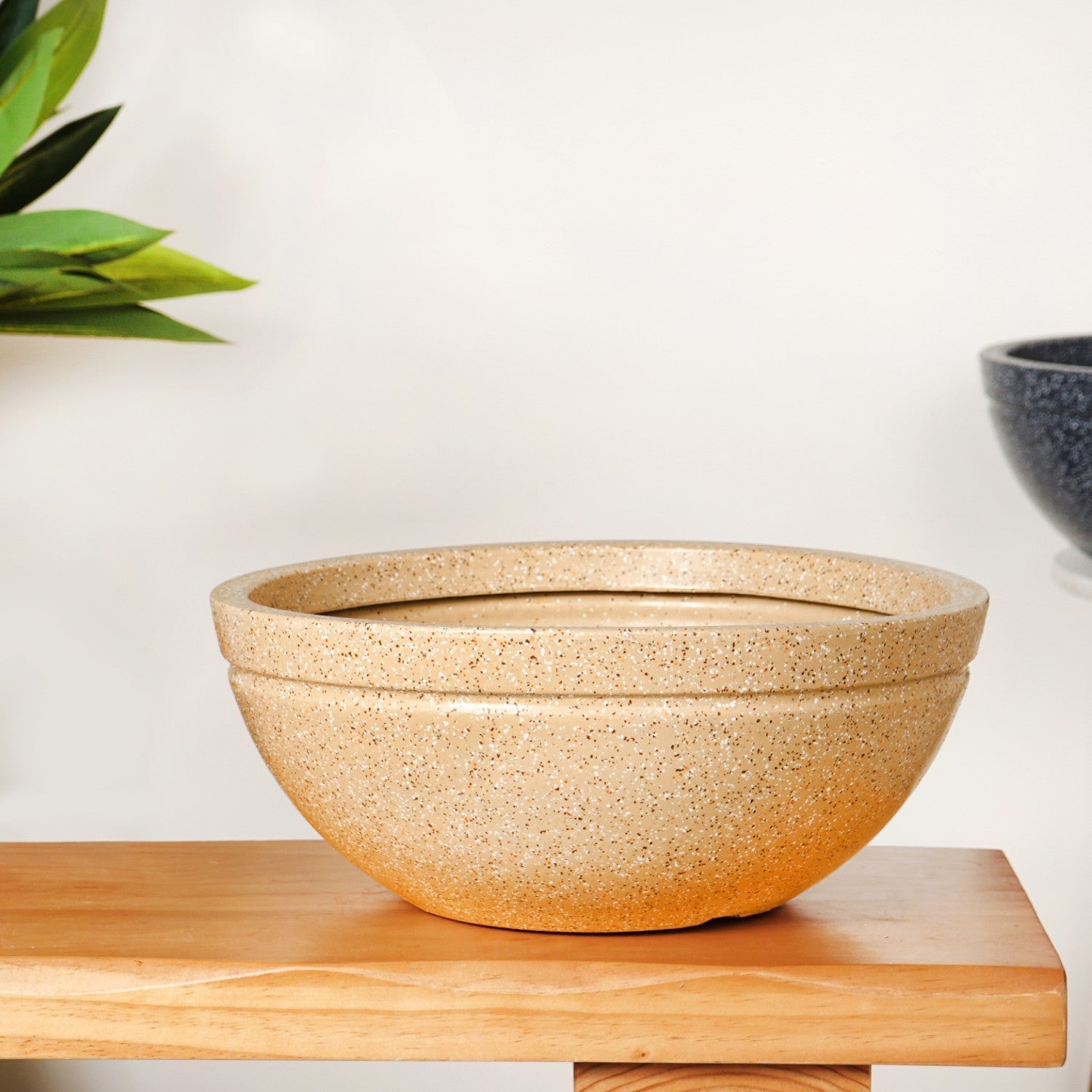 Planterra Beige Round Lotus Planter 15x9 Inch