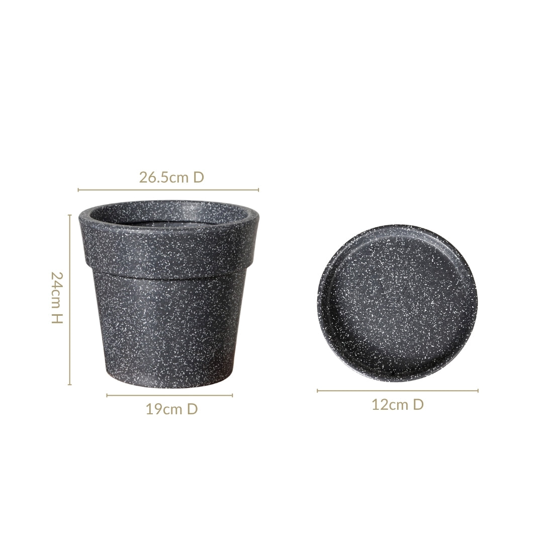 Planterra Grey Planter With Plate 10x9 Inch