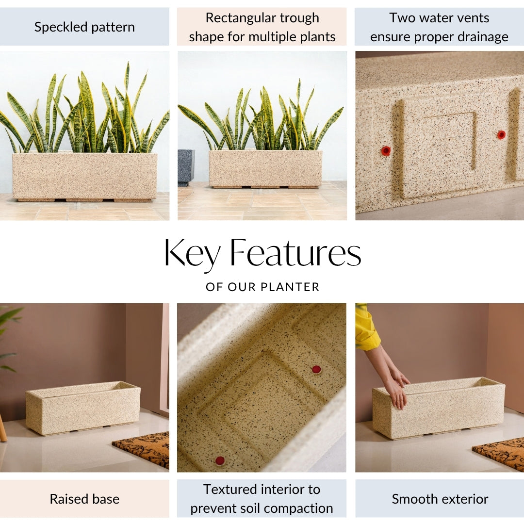 Planterra Modern Beige Trough Planters 24x8 Inch