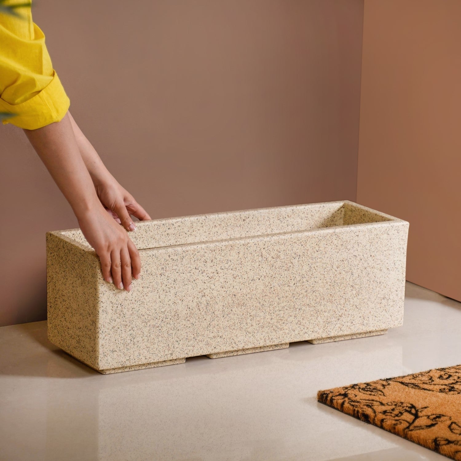 Planterra Modern Beige Trough Planters 24x8 Inch