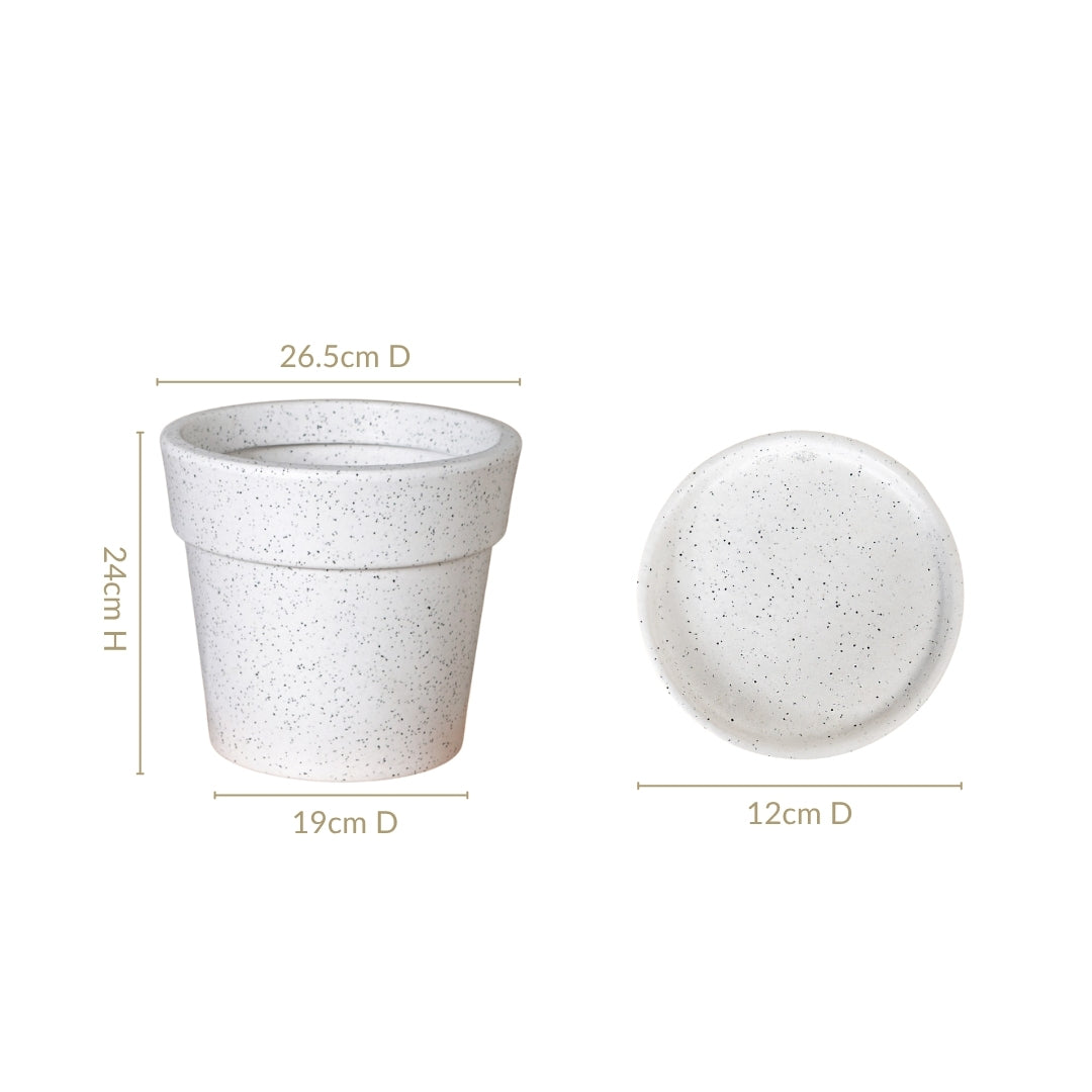 Planterra White Planter With Plate 10x9 Inch