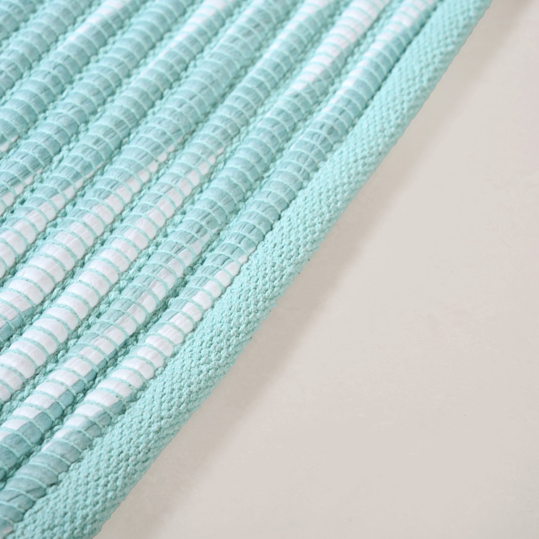 Aqua Chevron Rope Cotton Floor Mat 85x62cm
