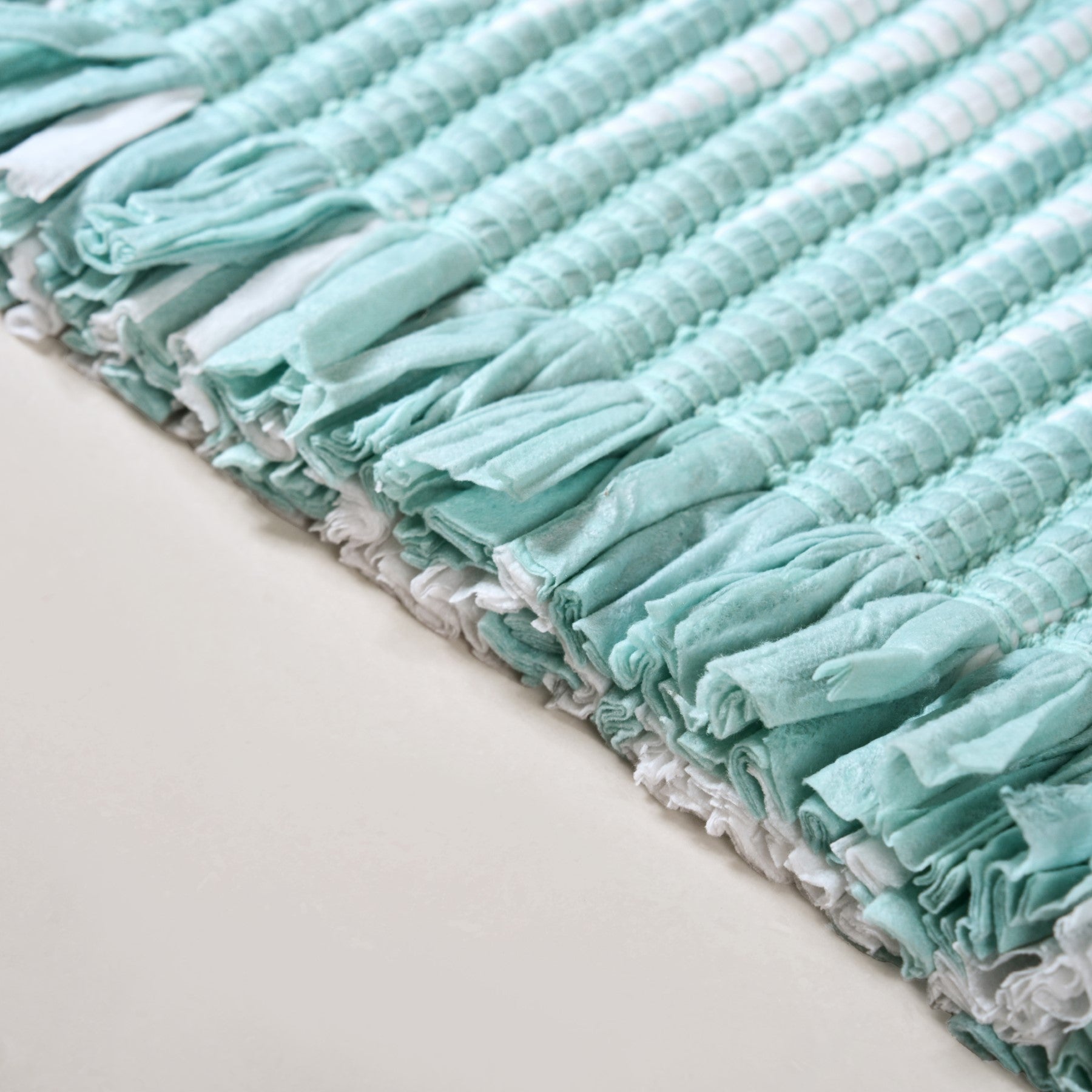 Aqua Chevron Rope Cotton Floor Mat 85x62cm