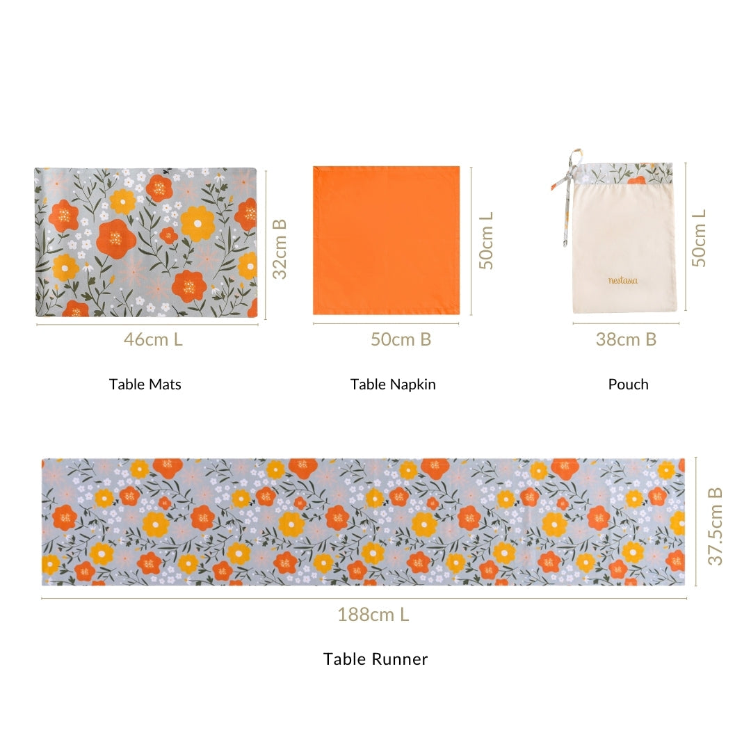 Arancia Table Place Mat Runner And Napkin Set