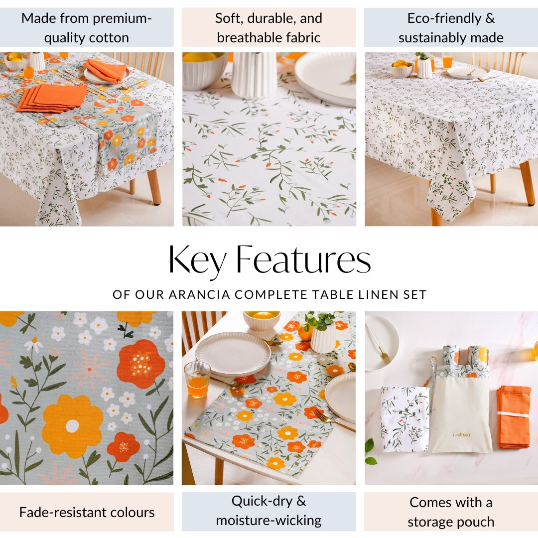 Arancia Complete Table Linen Set With Mats Napkins Runners And Table Cloth