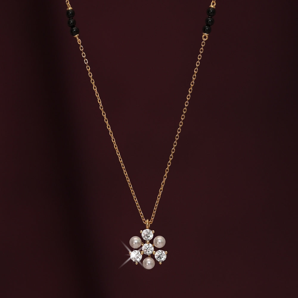 Vintage Pearl Diamond Mangalsutra | 18k Gold Vermeil