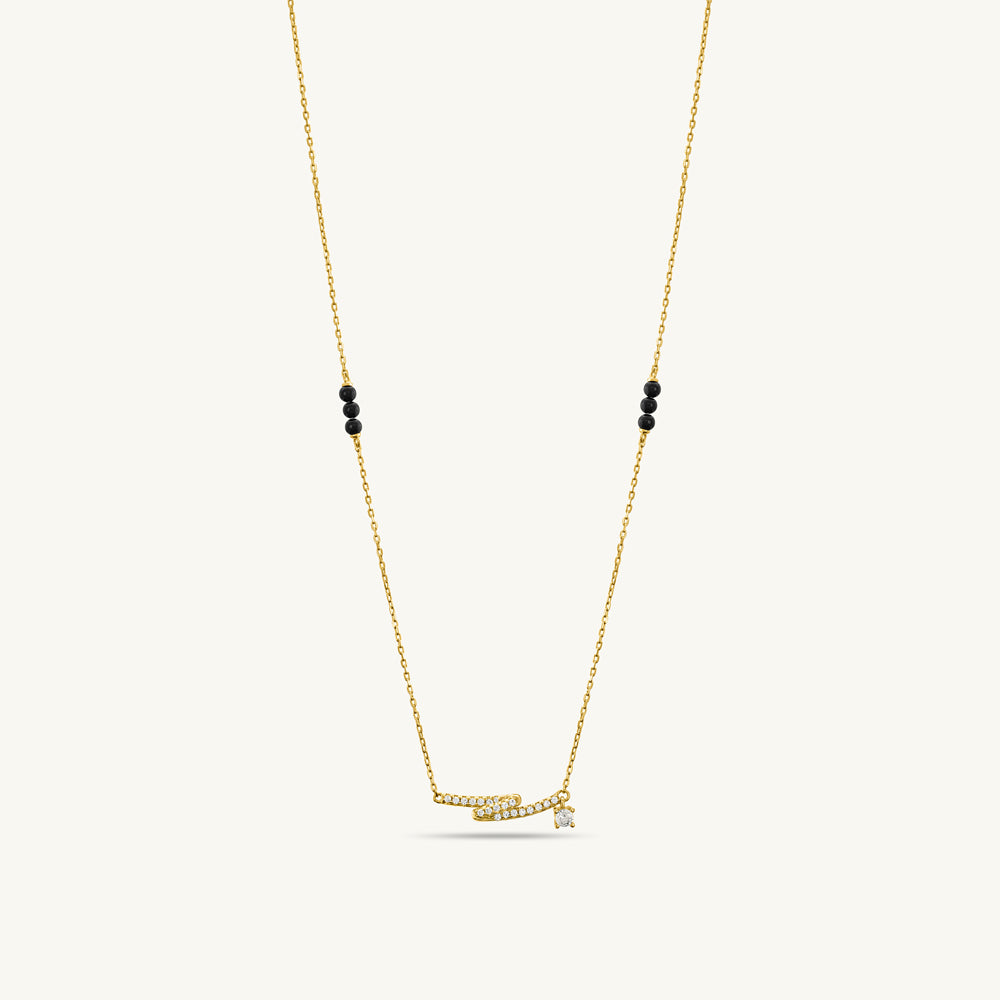Twisted Diamond Mangalsutra With Diamond Charm | 18k Gold Vermeil