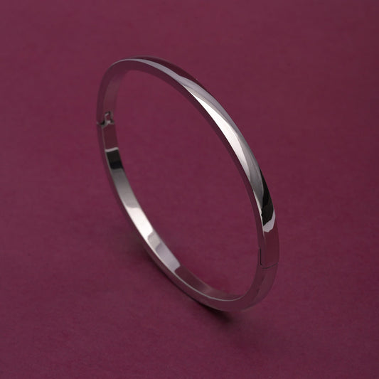 Elliptical Grace Silver Bangle Bracelet