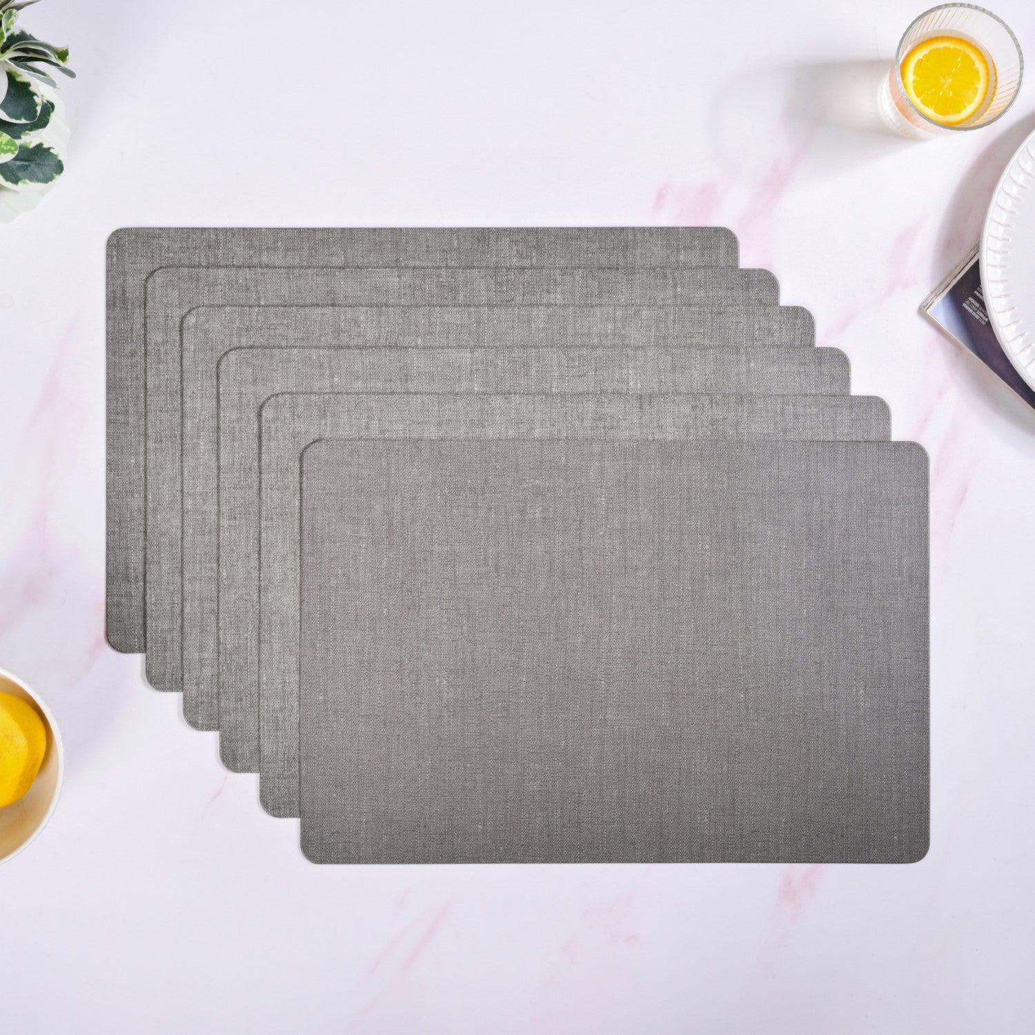 Rectangle Ash Grey Table Mat Set Of 6