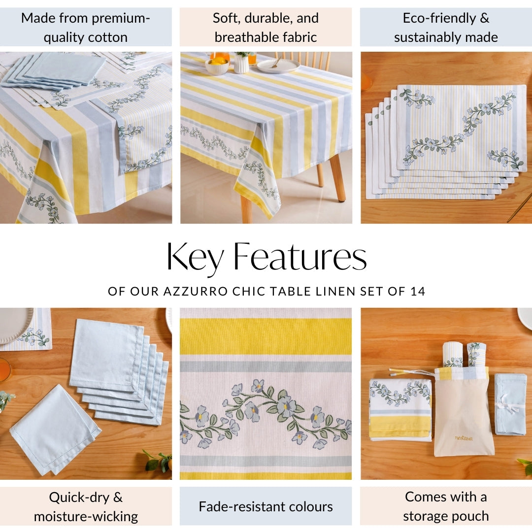 Azzuro Table Cover Placemat Runner and Napkin Set