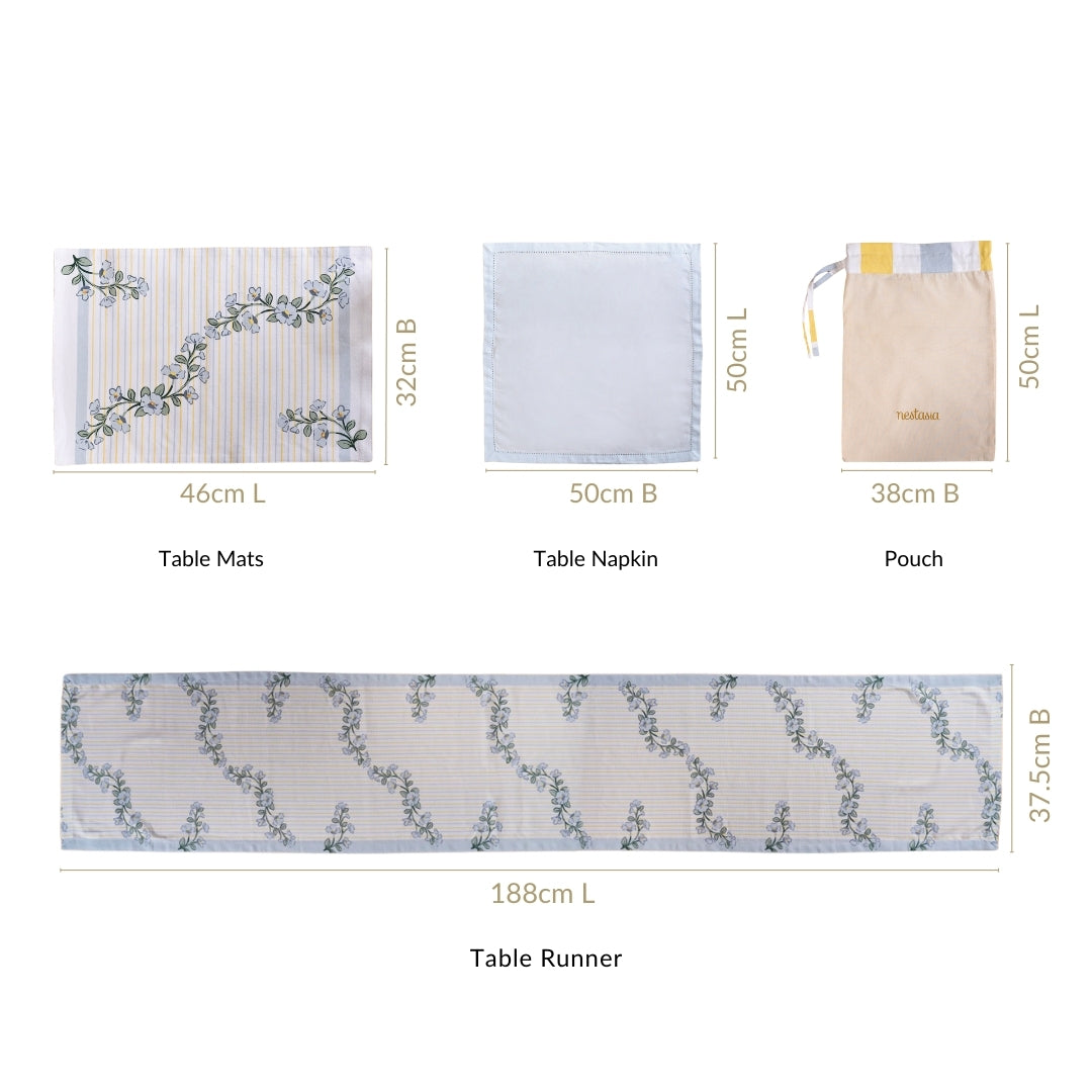 Azzurro Classic Table Place Mat, Runner and Napkin Set