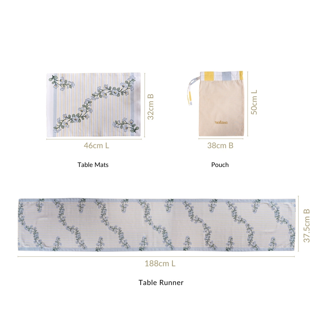 Azzurro Minimal Linen Set with Table Mats and Runner