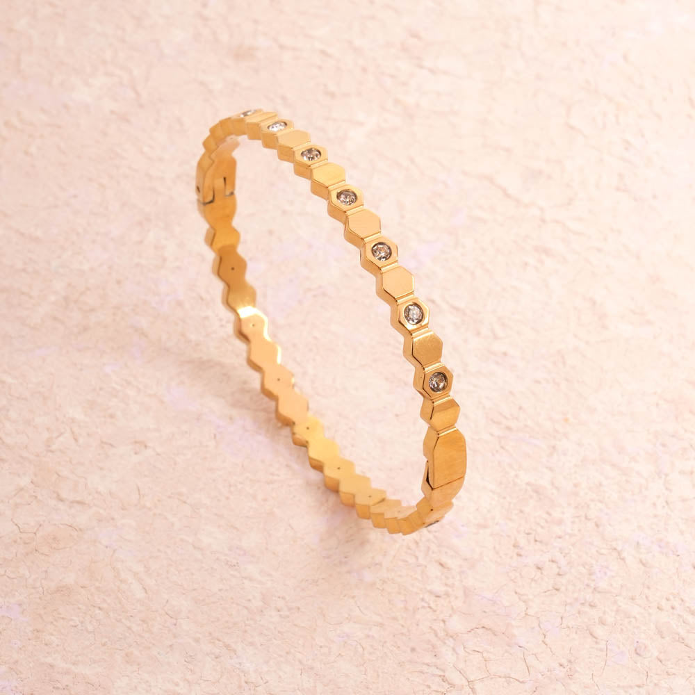 HexaGlow Crystal Bangle Bracelet