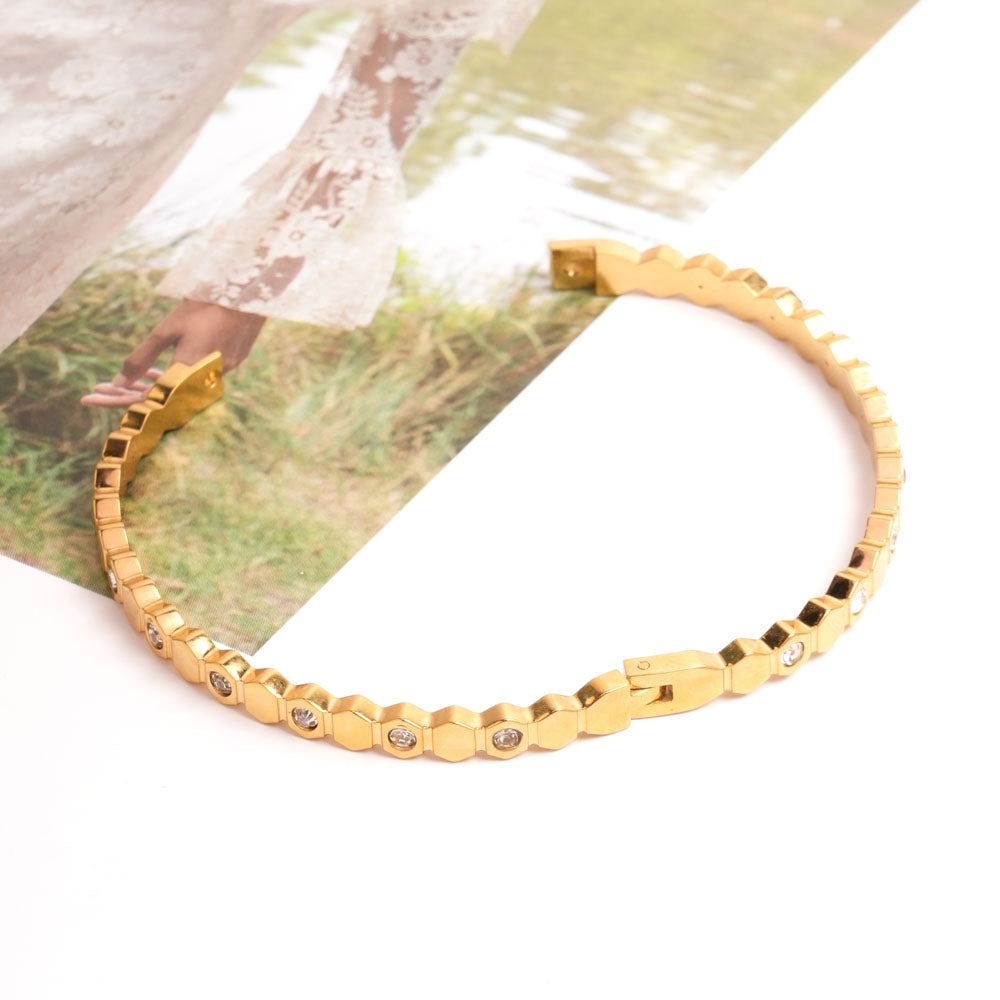 HexaGlow Crystal Bangle Bracelet