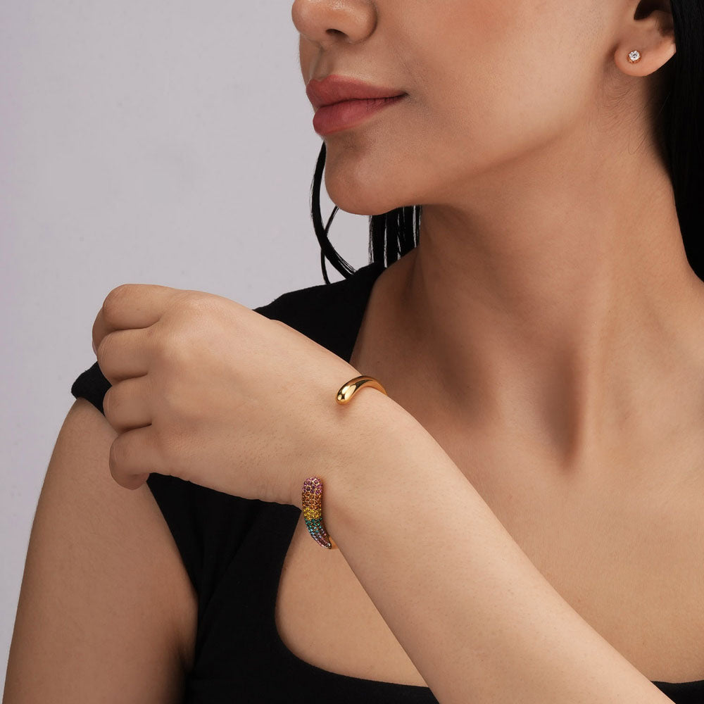 Prism Gleam Rainbow Stone Cuff Bracelet