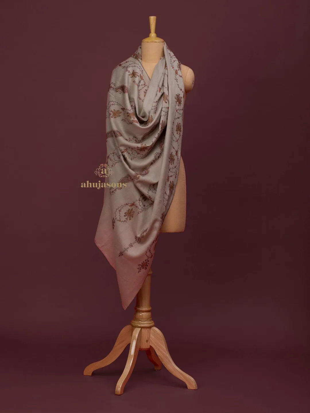 Elegant Cashmina Shawl with Jaal Pattern in Beige