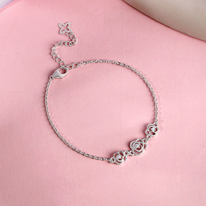 Silver Sparkling Roses Bracelet