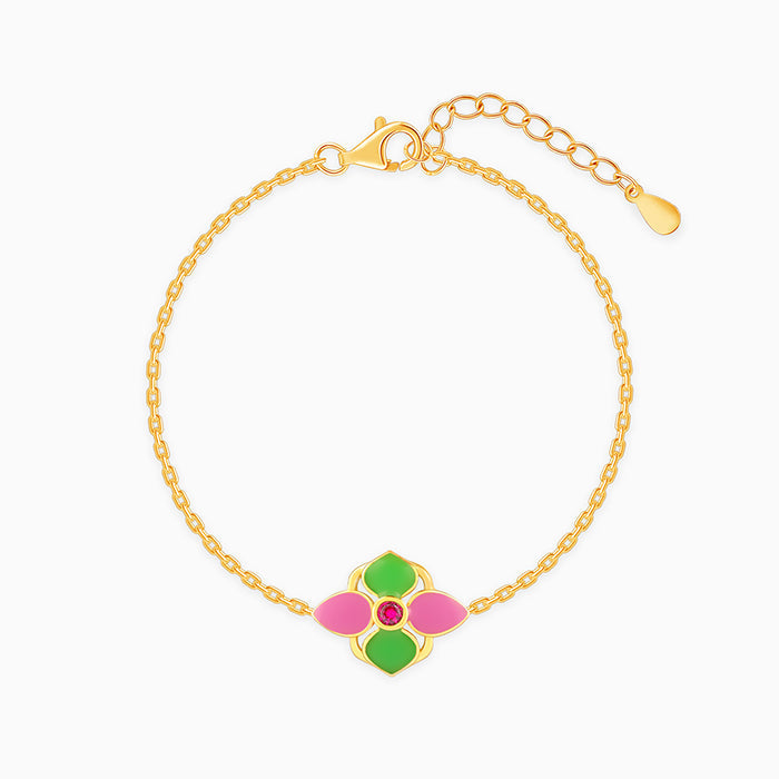 Golden Blissful Floral Bracelet Rakhi