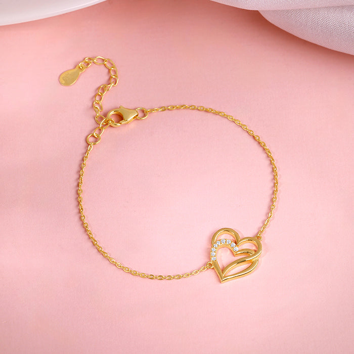 Gold Bonded Hearts Bracelet