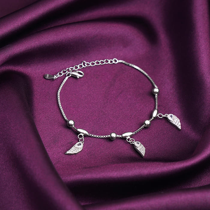 Silver Zircon Winged Charm Bracelet