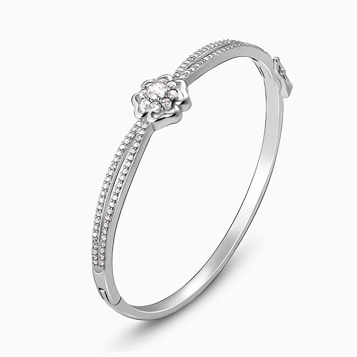 Silver Zircon Flower Bracelet