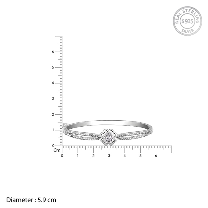 Silver Zircon Flower Bracelet