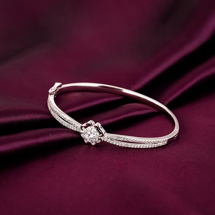 Silver Zircon Flower Bracelet