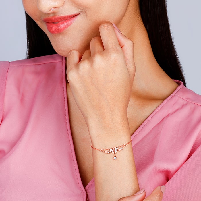 Rose Gold Wings of Love Bracelet