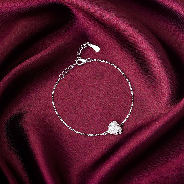 Silver Filled with Love Heart Bracelet