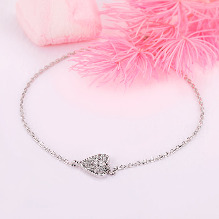 Silver Heart of Zircons Bracelet