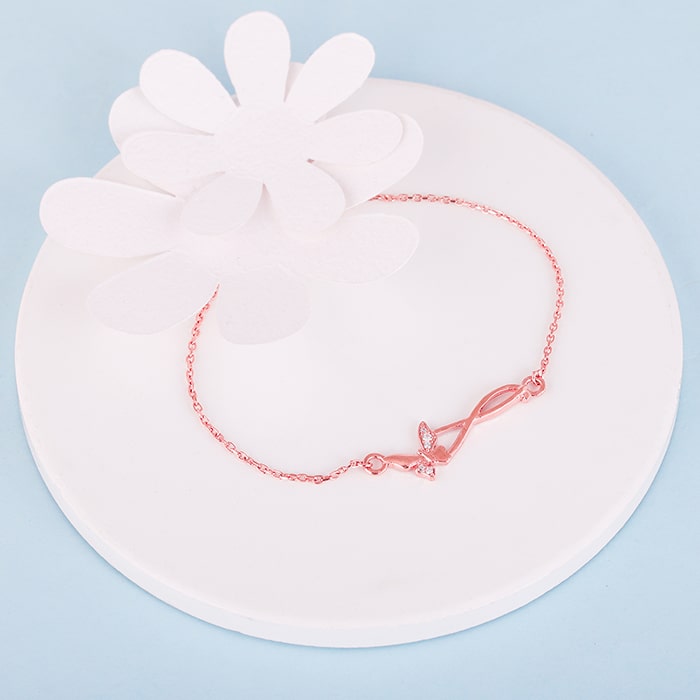 Rose Gold Butterfly Infinity Bracelet