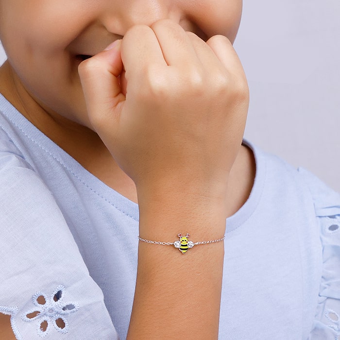 Silver Cheery Bee Kids Bracelet (3-5 yrs)