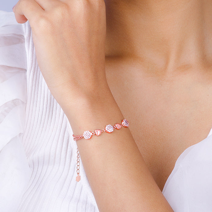 Rose Gold Dazzling Hearts Bracelet