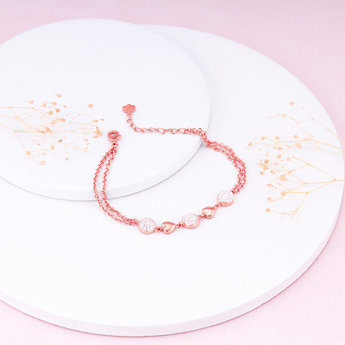 Rose Gold Dazzling Hearts Bracelet
