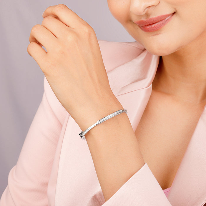 Silver Zircon Baguette Cuff Bracelet