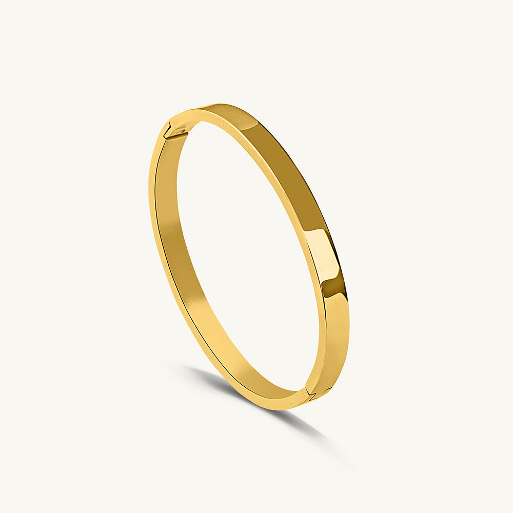 Thin Drop Necklace & Plain Stackable Bangle Bracelet |4MM Combo Set
