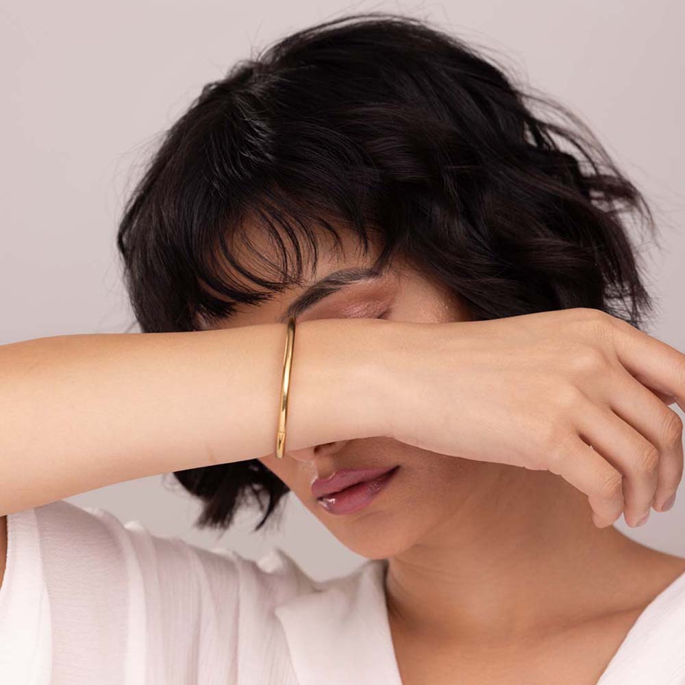 Classic Gold Bangle Bracelet & Classic Round Hoop Earrings Combo Set