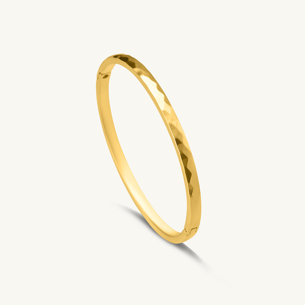 Gilded Haze Bangle Bracelet & Waterdrop Hoop Earrings Combo Set