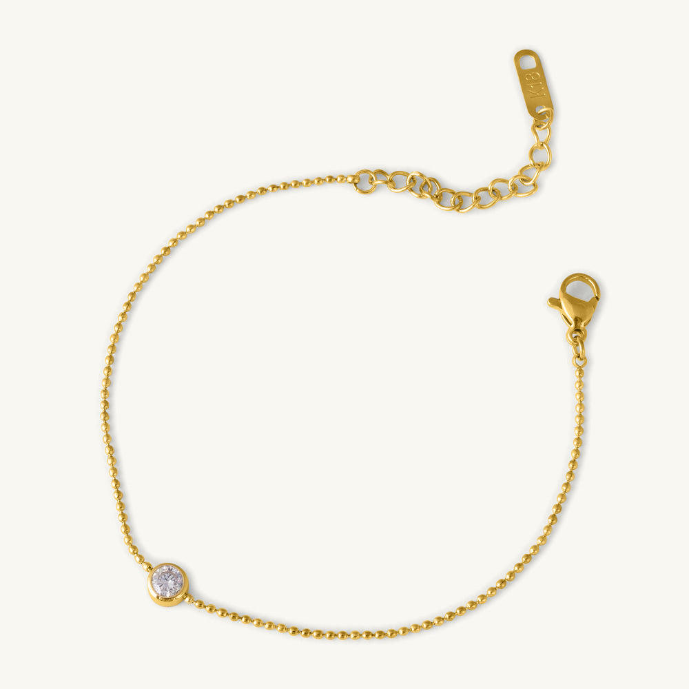 White Gemstone Gold Chain Necklace & Solitary Spark Bracelet Combo Set