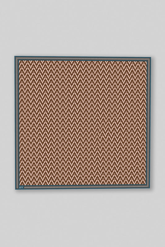 Umber Brown - Ivory Printed Pocket Square