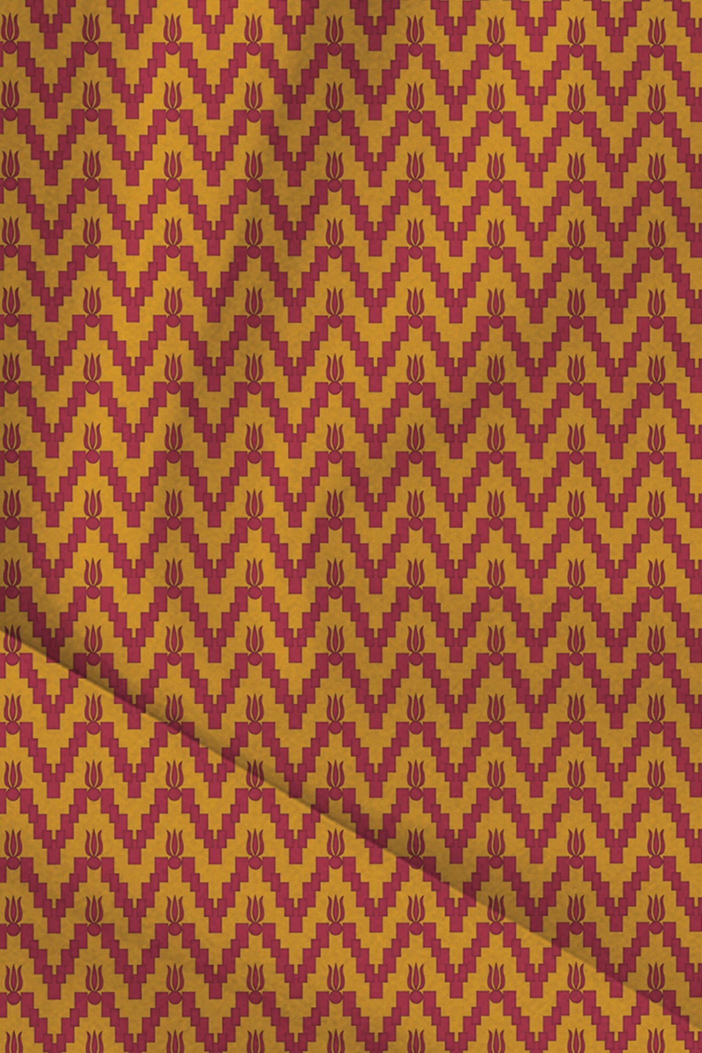 Amber Yellow - Pink Printed Pocket Square