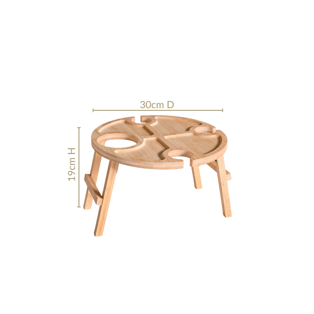 Bamboo Wine Glass Holder Snack Tray