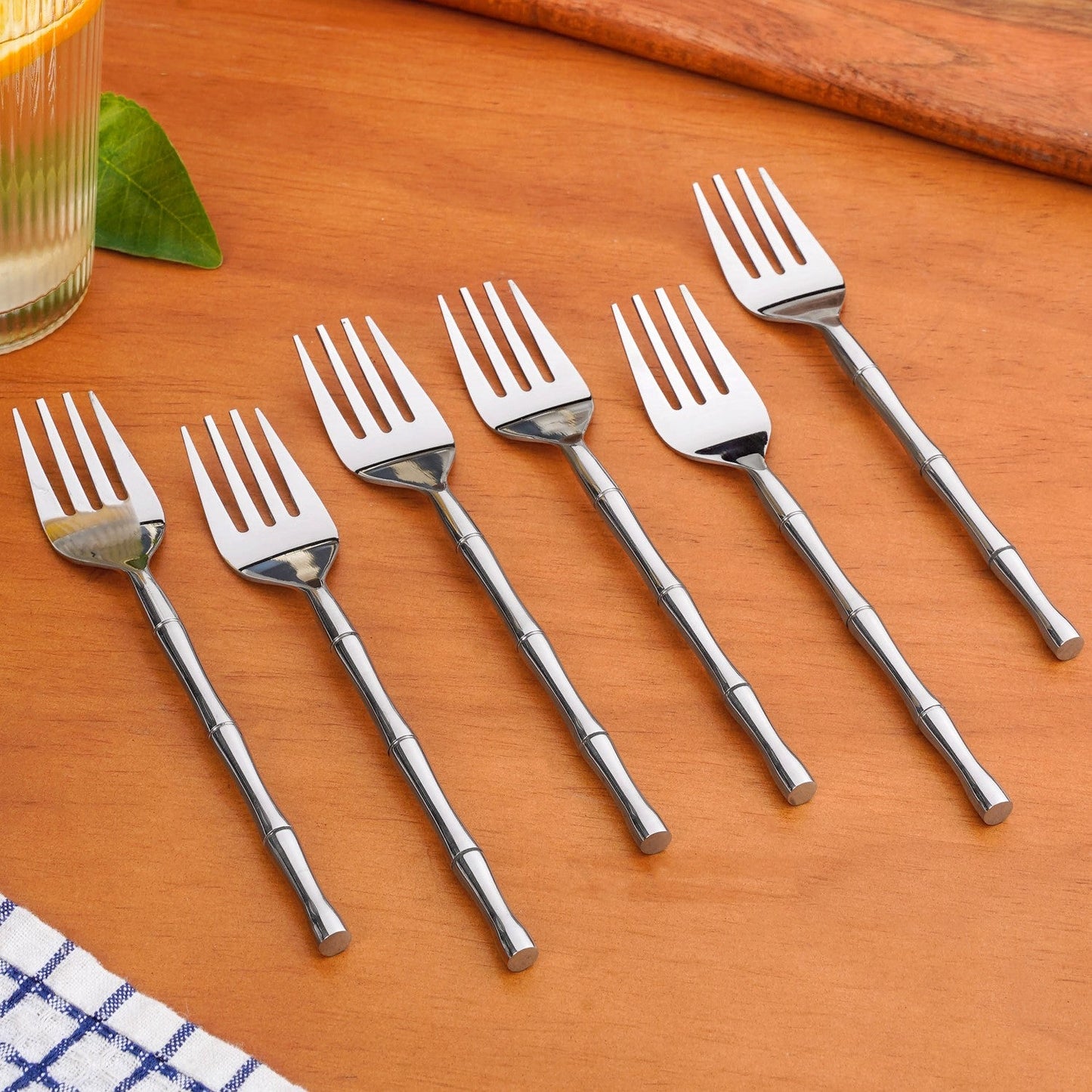 Bamboo Inspired Stainless Steel Fork Set Of 6