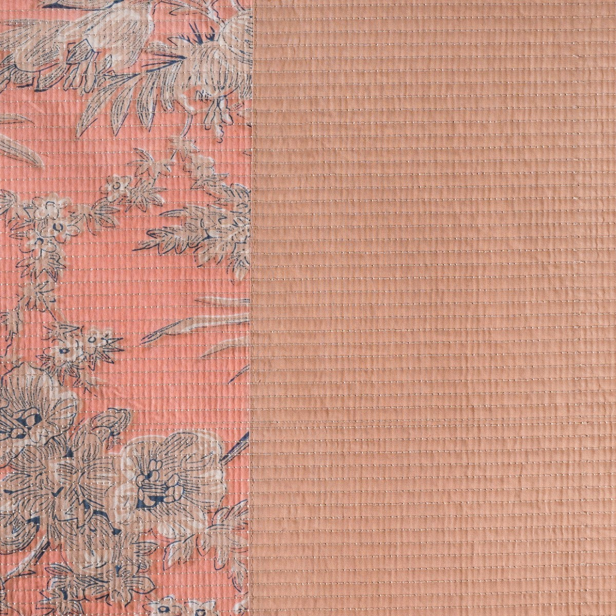 Floral Quilted Cotton King Size Bed Cover Peach Pink 102x93 Inch