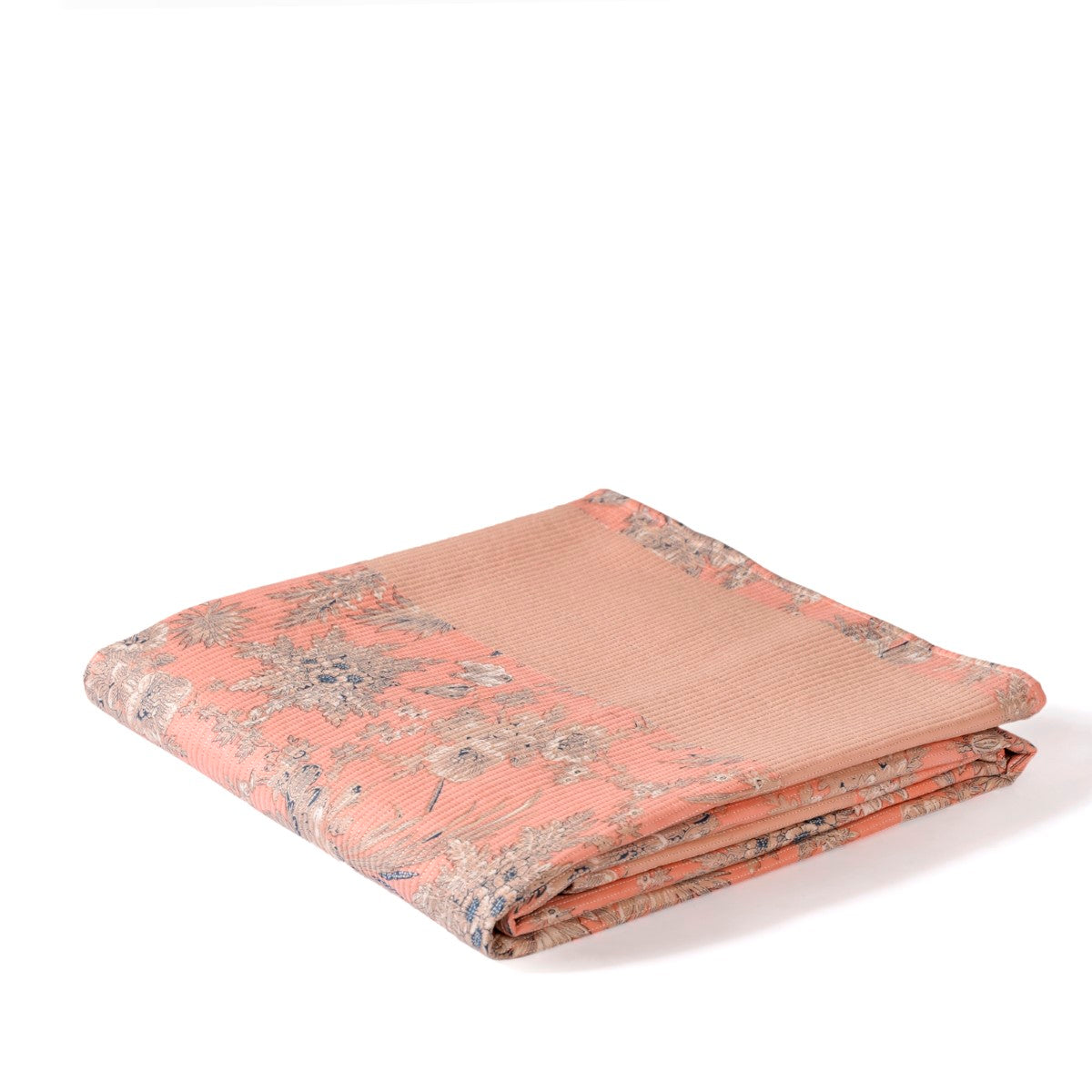 Floral Quilted Cotton King Size Bed Cover Peach Pink 102x93 Inch